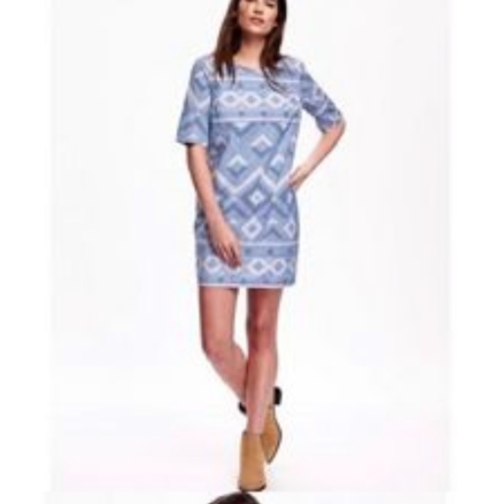 Old navy denim Aztec print shift dress